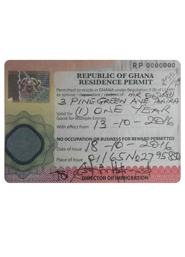 Permis de séjour au GHANA